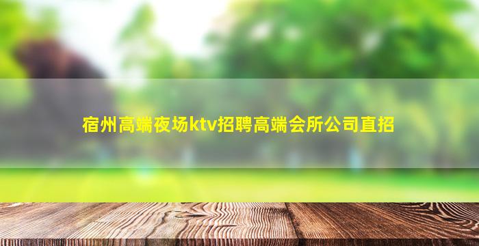 宿州高端夜场ktv招聘高端会所公司直招
